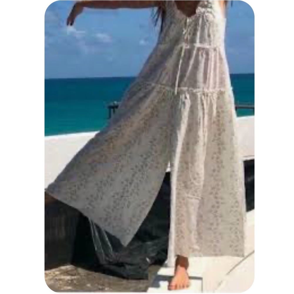 Light Beige Floral Wide-Leg Jumpsuit